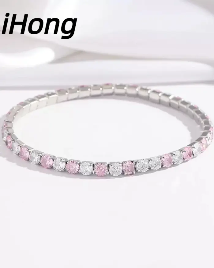 Joyería de plata de ley 925, pulsera de tenis de 16cm-21cm, circonita de colores de 4mm, regalo de aniversario, pulsera de plata de ley para mujer 2