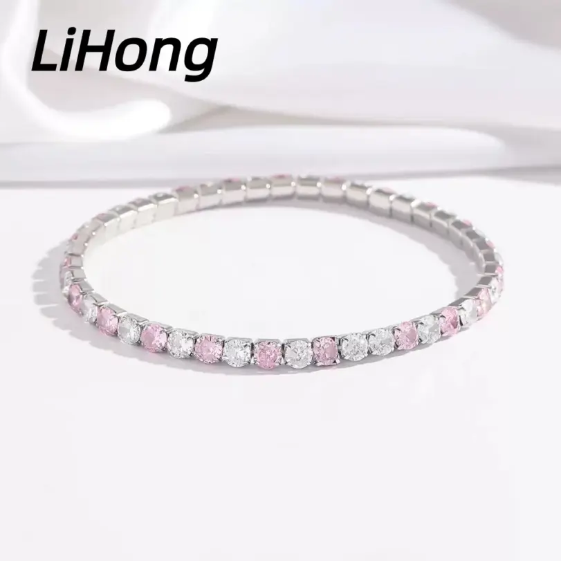 Joyería de plata de ley 925, pulsera de tenis de 16cm-21cm, circonita de colores de 4mm, regalo de aniversario, pulsera de plata de ley para mujer 2