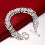 Pulsera de cadena sólida cuadrada de Plata de Ley 925 Noble para mujeres y hombres, abalorio, regalo de fiesta, joyería de moda de boda 5