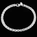 Pulsera de Plata de Ley 925, Cadena Clásica de Caja Redonda para Mujer, Joyería de Moda Sencilla para Compromiso y Boda, Regalos de Alta Calidad 4