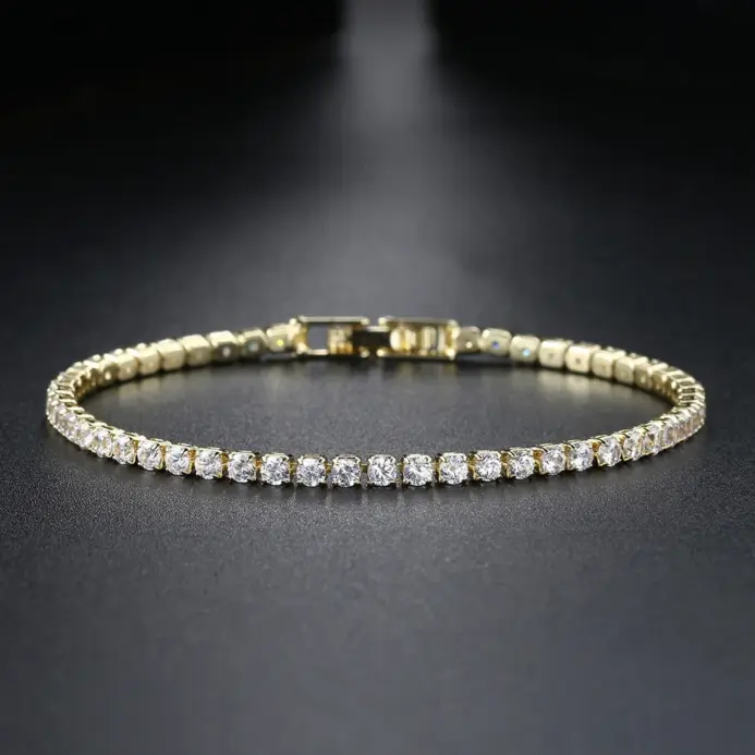 Pulsera de tenis de circonia de 2,5mm para mujer, abalorio de cristal de diseñador, pulsera de cadena fina de tenis en la mano, joyería de boda KC128 1