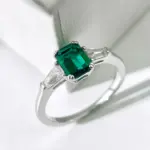 1CT 5x7mm anillo de rubí/esmeralda zómana cultivada en laboratorio plata de ley S925 con moissanita para mujer joyería fina para fiesta de boda 3