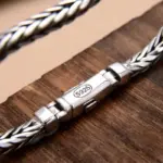 Pulsera de plata de ley S925 para hombre y mujer, alfiler tejido a mano, 6mm, joyería de lujo, regalo 4