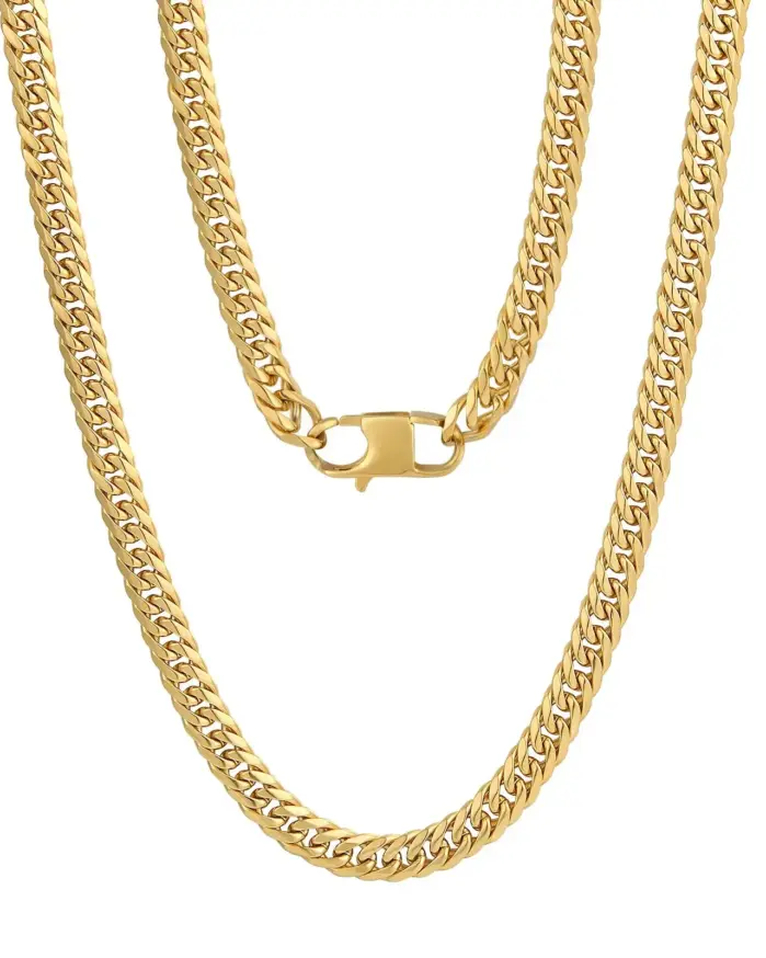Collares de cadena de eslabones cubanos chapados en oro de 18 quilates para hombre, pulsera de acero inoxidable 316L, regalos de joyería de Hip Hop 2