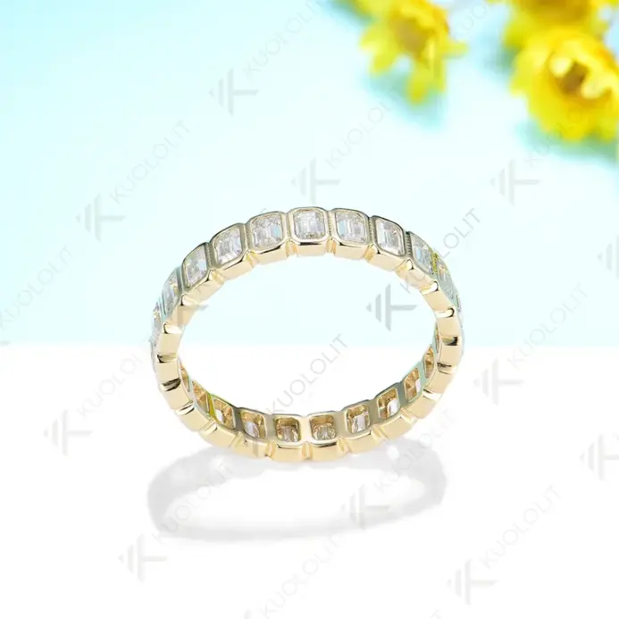 3.5CTW Anillo de moissanita con corte esmeralda para hombres y mujeres PT950 Soild 14K 10K Anillo de plata de oro amarillo para boda Navidad 2