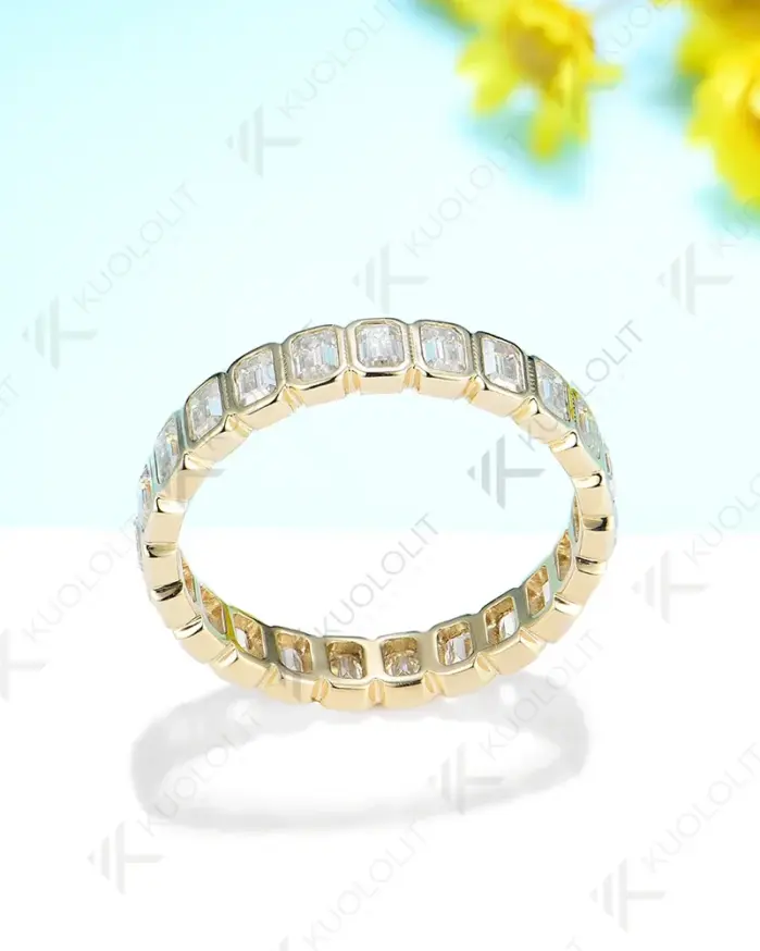 3.5CTW Anillo de moissanita con corte esmeralda para hombres y mujeres PT950 Soild 14K 10K Anillo de plata de oro amarillo para boda Navidad 2