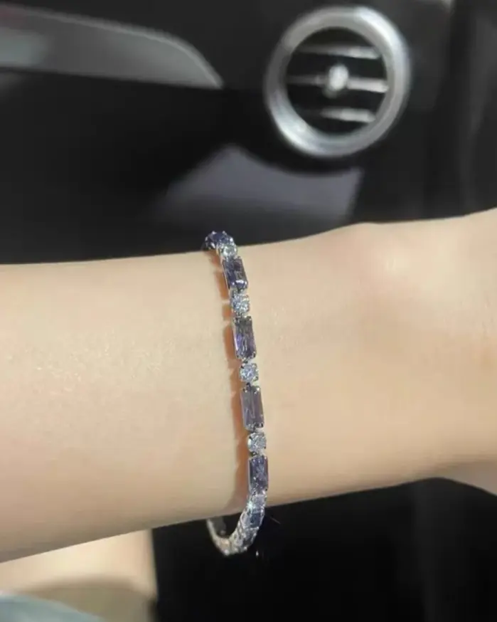💜 Pulsera Tennis "Gala Royal" – Circonia Púrpura y Oro de 18K 2
