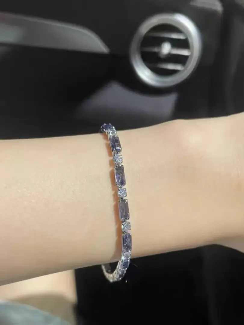 💜 Pulsera Tennis "Gala Royal" – Circonia Púrpura y Oro de 18K 2