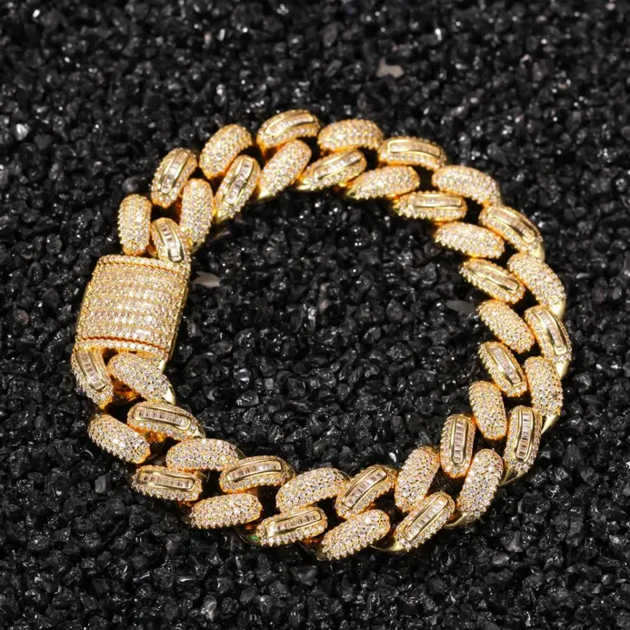 Pulsera de cadena cubana de diamantes de Hip Hop para hombre de oro puro de lujo 24K 9999 oro real 1