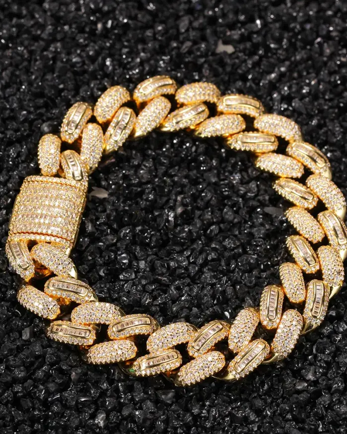 Pulsera de cadena cubana de diamantes de Hip Hop para hombre de oro puro de lujo 24K 9999 oro real 1