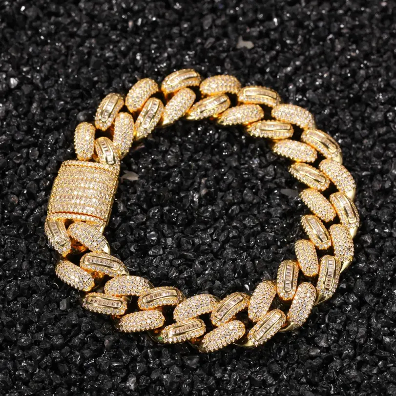 Pulsera de cadena cubana de diamantes de Hip Hop para hombre de oro puro de lujo 24K 9999 oro real 1