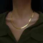 Collar de cadena plana de 4MM de oro de 18K de Plata de Ley 925 para mujer, joyería de buenos de lujo, gargantilla de regalo de boda para clavícula 1