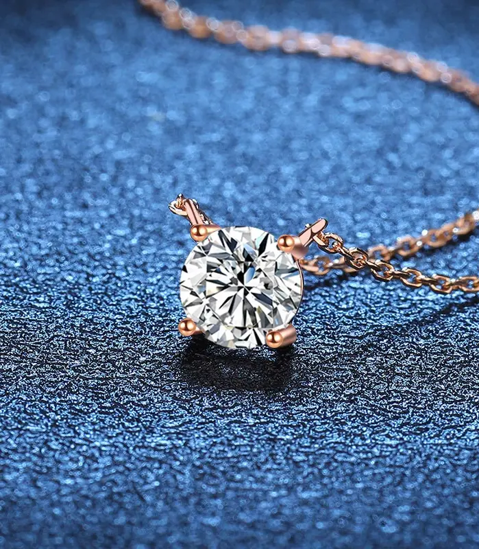 collar de moissanita para mujer, 1ct, 2ct, 3ct, 5ct, D VVS1, Plata de Ley 925 con colgante de diamante de laboratorio chapado en oro rosa amarillo 2