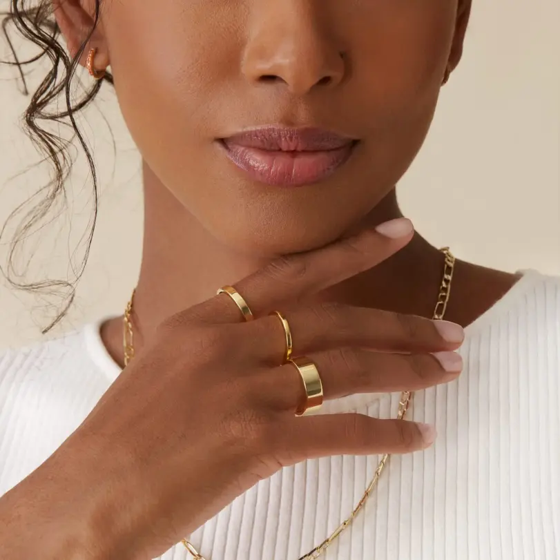 anillos apilables rellenos de oro de 18 quilates para mujer, conjunto de 3 anillos chapados en oro apilables minimalistas a la moda, anillo cómodo para mujer 3