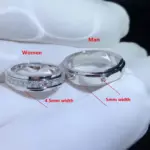 Anillo Buyee de Plata de Ley 925 para parejas, anillo de circón blanco, anillo de dedo para mujeres y hombres, joyería fina clásica de boda a la moda, círculo 2
