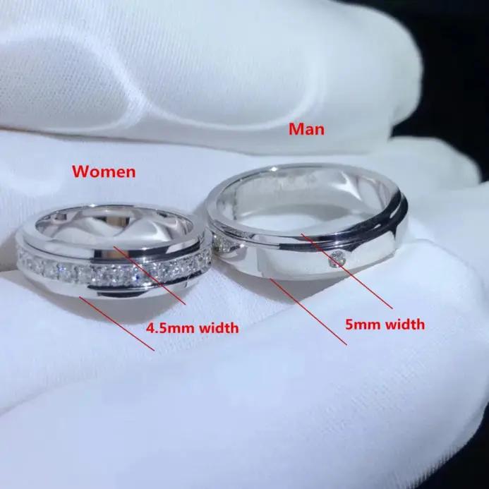 Anillo Buyee de Plata de Ley 925 para parejas, anillo de circón blanco, anillo de dedo para mujeres y hombres, joyería fina clásica de boda a la moda, círculo 2