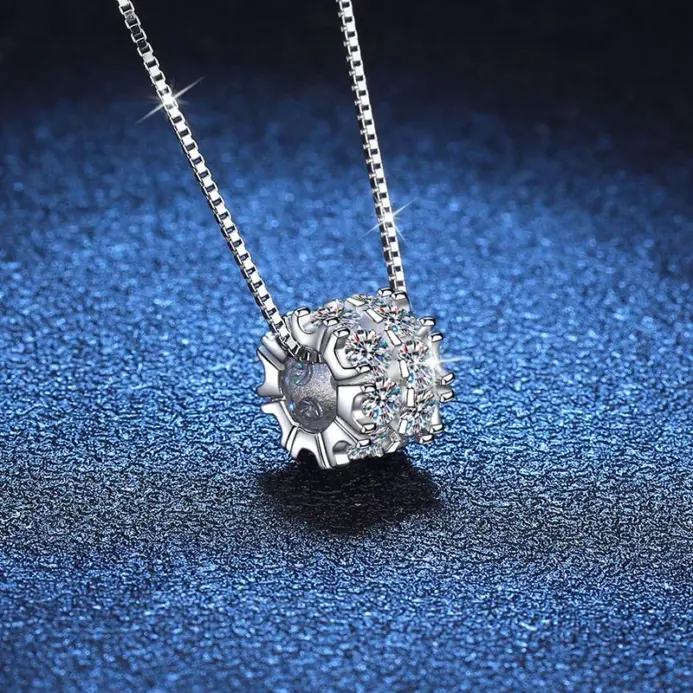 collar completo de diamantes de moissanita para mujer, colgante de plata de ley 925, cadena para mujer, joyería fina para fiesta nupcial 2