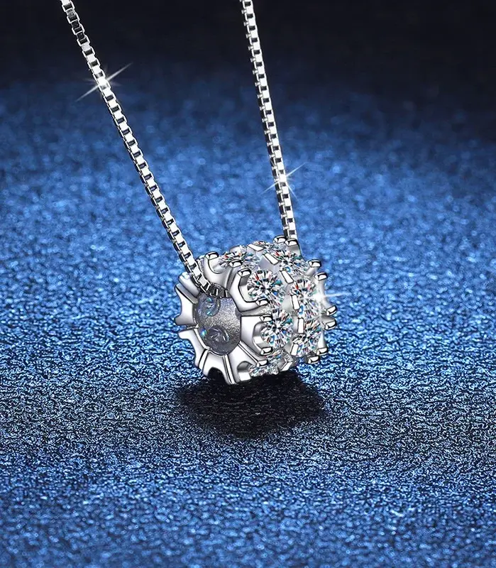 collar completo de diamantes de moissanita para mujer, colgante de plata de ley 925, cadena para mujer, joyería fina para fiesta nupcial 2