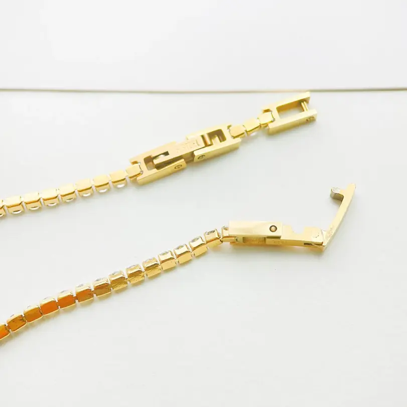 Pulseras finas de tenis de cristal con cristales de racimo de 2mm, 13cm-17cm, joyería para mujeres y niñas, cadena de eslabones de Color dorado de acero inoxidable 3