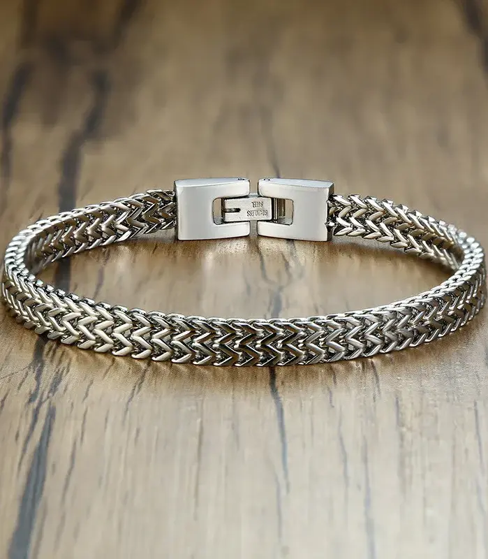 🦾 Pulsera "Double Iron Rope" – Acero Inoxidable Estilo Biker 1