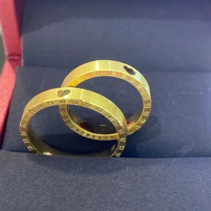 9999 24K serie de oro real Te amo vida útil amor reloj anillo pareja anillo masculino anillo de dedo índice anillo de boda de oro femenino 2