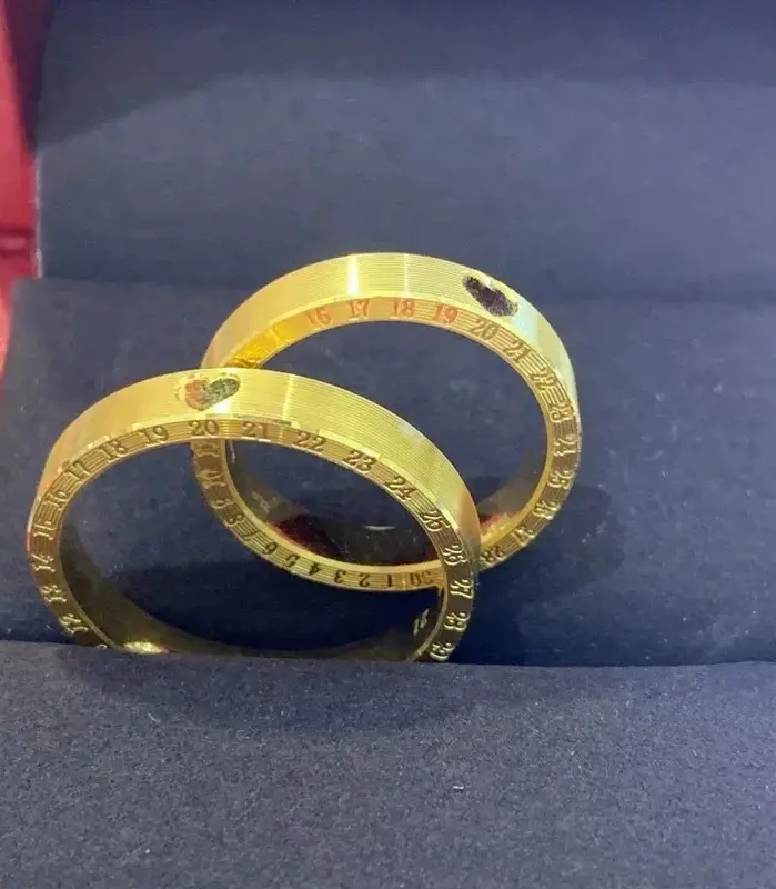 9999 24K serie de oro real Te amo vida útil amor reloj anillo pareja anillo masculino anillo de dedo índice anillo de boda de oro femenino 2