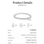 100% de plata S925, pulsera de moissanita, prueba de diamante, brazalete de moda para mujer, joyería de lujo con GRA 5