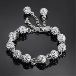 100% Plata de Ley 925 hermosas pulseras Noble Top bonita moda fiesta de boda Linda señora bonita bola pulsera de mujer joyería 1