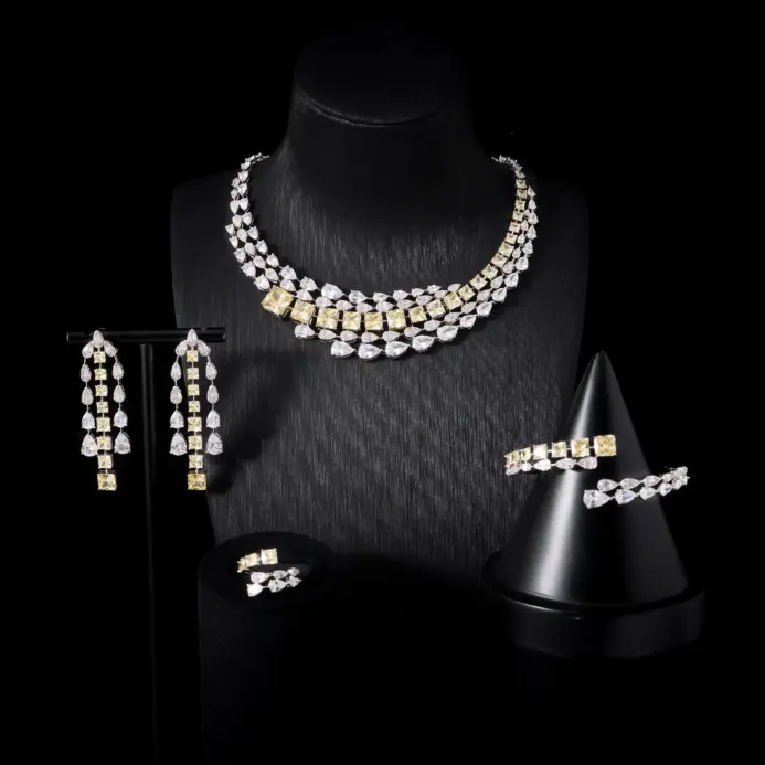 Conjunto de joyería nupcial de circonita cúbica para mujer, collar de boda, regalo de disfraz, accesorios de belleza para mujer 2