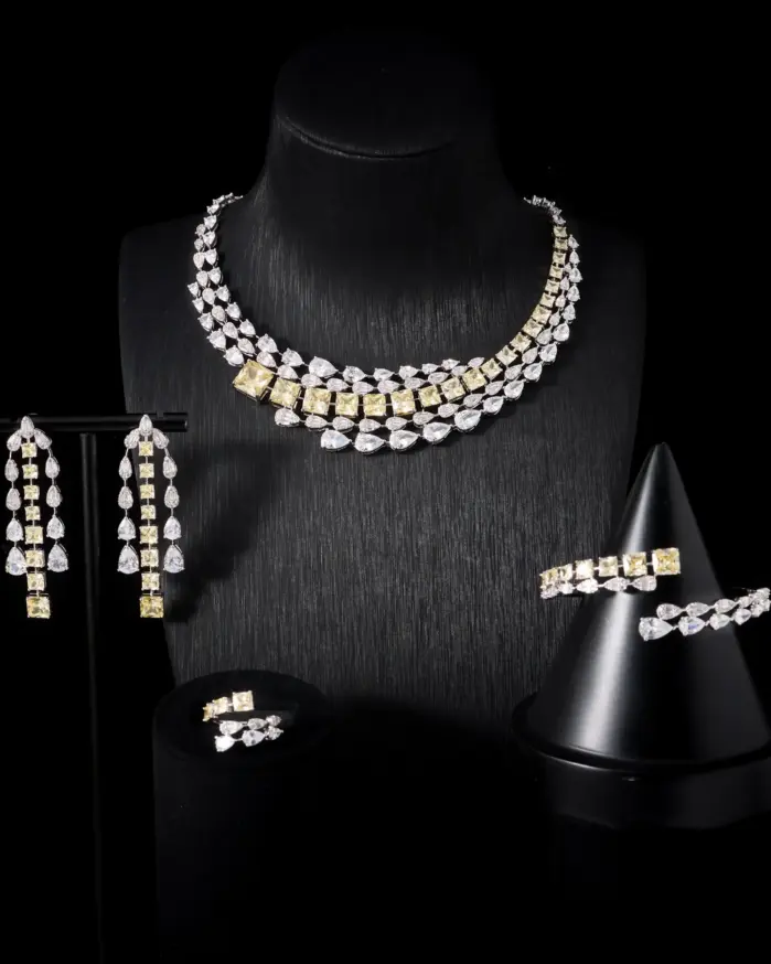 Conjunto de joyería nupcial de circonita cúbica para mujer, collar de boda, regalo de disfraz, accesorios de belleza para mujer 2