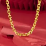 Collar entrelazado cuadrado para hombre de oro real de 24 quilates, lujoso y dominante, collar Chopin con diseño de oro au9999 4