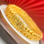 Pulsera de lujo para hombre de oro puro 24K 9999, diseño antiguo con látigo de león y tres látigos de caballo, pulsera cubana estilo jefe. 3