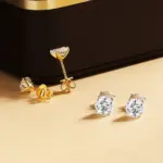 Pendientes de Moissanita de 0.1-5ct para Mujer y Hombre, Redondos, Color D, Diamante, Plata de Ley 925, Chapados en Oro de 18K, con Certificado 4