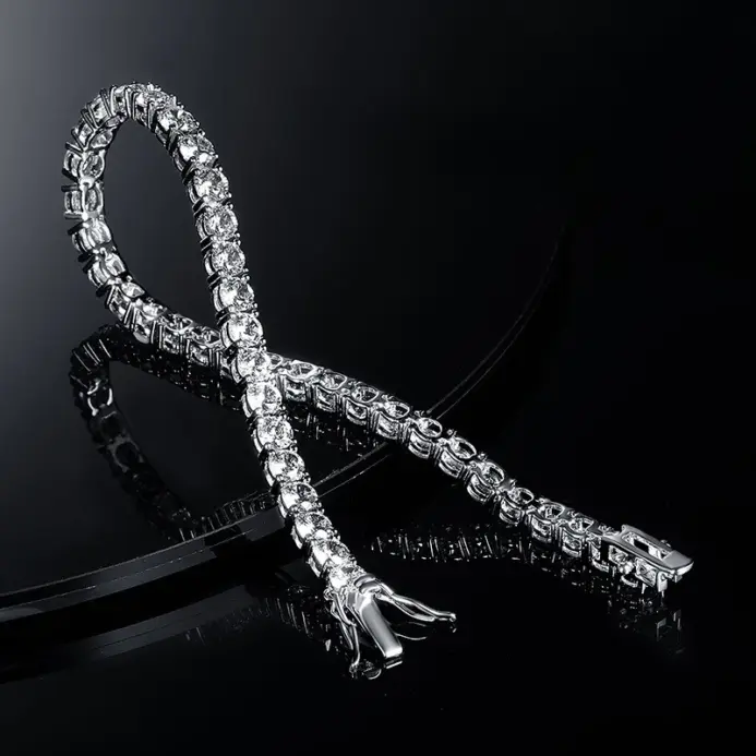 Pulsera de Plata de Ley 925 con Moissanita de 0.1ct, 3mm, D VVS1, con Certificado GRA, para Mujer, Brillante, para Bodas y Fiestas, Joyería Fina 1
