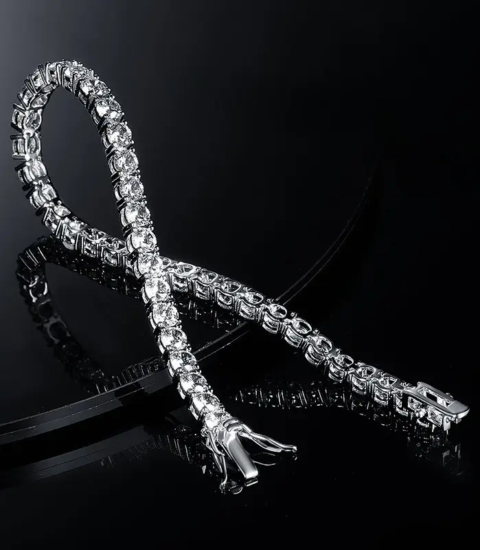 Pulsera de Plata de Ley 925 con Moissanita de 0.1ct, 3mm, D VVS1, con Certificado GRA, para Mujer, Brillante, para Bodas y Fiestas, Joyería Fina 1