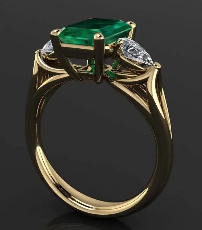 Joyería De oro De 14k Anillo De Esmeralda verde para mujer Bague Diamant Bizuteria Anillos De piedra preciosa De Esmeralda pura Anillo De oro De 14k para mujer 2