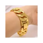Elegante pulsera para hombre chapada en oro de 18 quilates: estilo clásico, diseño grueso y pesado, perfecta para regalos y fiestas, para otoño 1