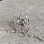 Anillos de plata de ley 925 para mujer, pareja minimalista hecha a mano, anillo Simple de flor grande, joyería de fiesta, regalo para prevenir alergias 3