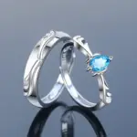 Conjuntos de anillos de Plata de Ley 925 para parejas, anillo Simple de pulido ligero para mujer y hombre, joyería fina clásica para boda, 2 uds. 4