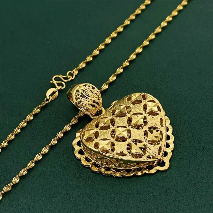 Collar con colgante de estrella de oro puro 24K 9999 de lujo para damas 4