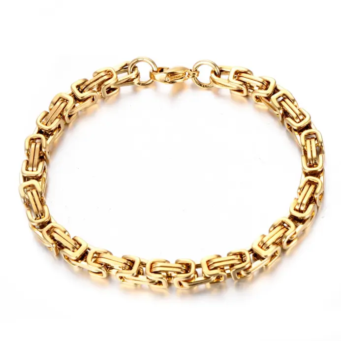 Lo más nuevo, pulsera de acero inoxidable 316L, pulsera al por mayor para hombres y mujeres, pulsera de eslabones de cadena de mano de Color dorado de 4mm, joyería de Hip Hop 1