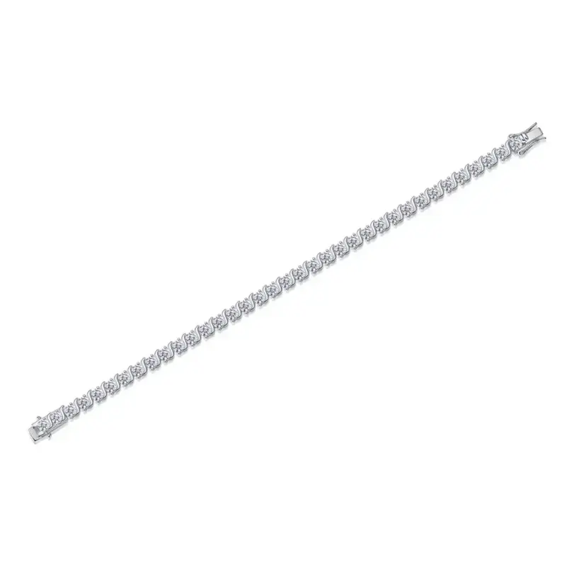 Pulsera de Moissanita de 4 mm LinkerLove, Brazalete de Plata de Ley S925 para Mujer, Chapado en Oro de 18K, VVS1, Color D, Diamante de Laboratorio, Joyería de Lujo 6