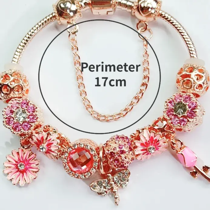 🌸 Brazalete "Summer Romance" – Cuentas Florales y Oro Rosa 2