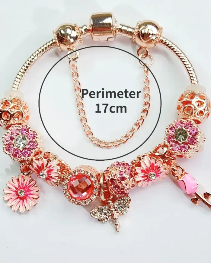 🌸 Brazalete "Summer Romance" – Cuentas Florales y Oro Rosa 2