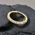 Anillo de boda Lnngy de oro de 14k para mujer, certificado D Color VVS1, anillo de eternidad de moissanita de 2mm creado en laboratorio, joyería brillante 3