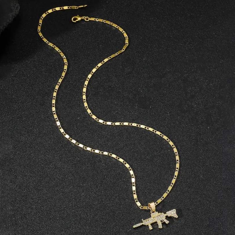 Collar de lujo con colgante exquisito de oro puro 24K 9999 con diamantes, estilo hip-hop para hombre. 3