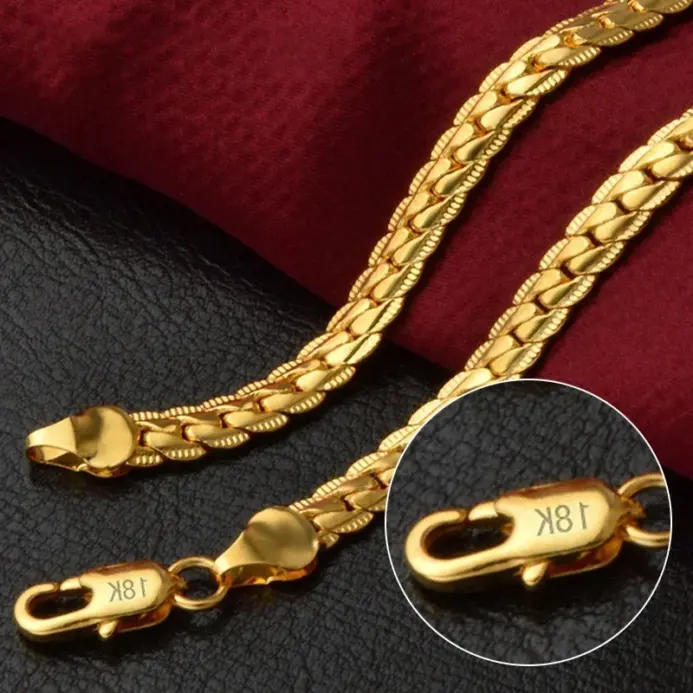 Gran oferta de collar de cadena lateral completa de oro de 18K de 5MM de Plata de Ley 925 fina para mujer y hombre, joyería de compromiso de boda a la moda 2