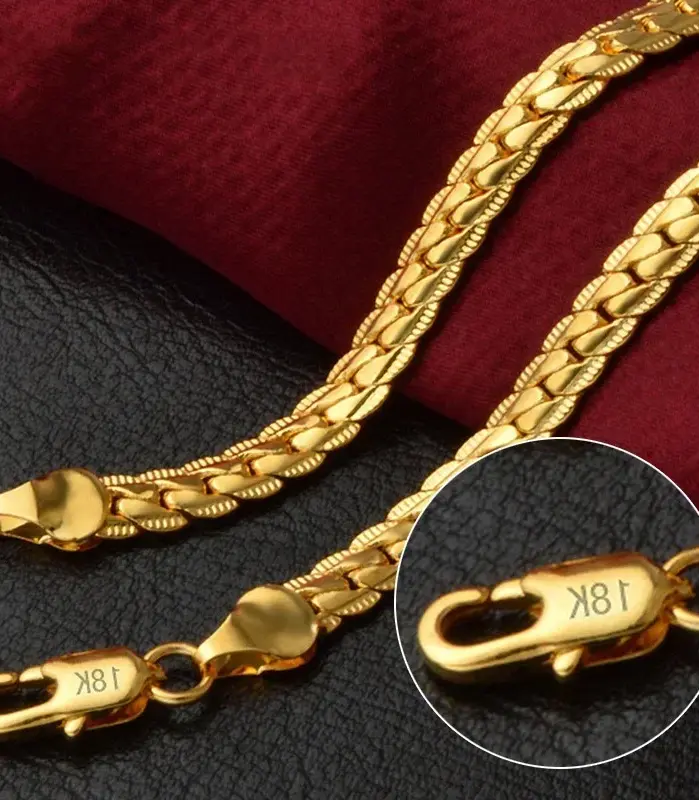 Gran oferta de collar de cadena lateral completa de oro de 18K de 5MM de Plata de Ley 925 fina para mujer y hombre, joyería de compromiso de boda a la moda 2