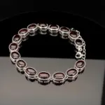 Conjunto de pulsera de plata de ley S925 con 17 granados naturales, joyería de pulsera para mujer sencilla y elegante, adecuada para uso diario 6