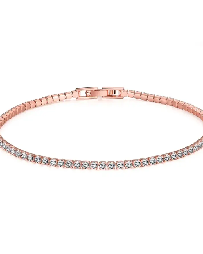 Joyería de plata esterlina 925, pulsera de tenis de 16cm a 19cm, regalo de aniversario de Zirconia de 2mm, pulsera de plata de ley auténtica 2